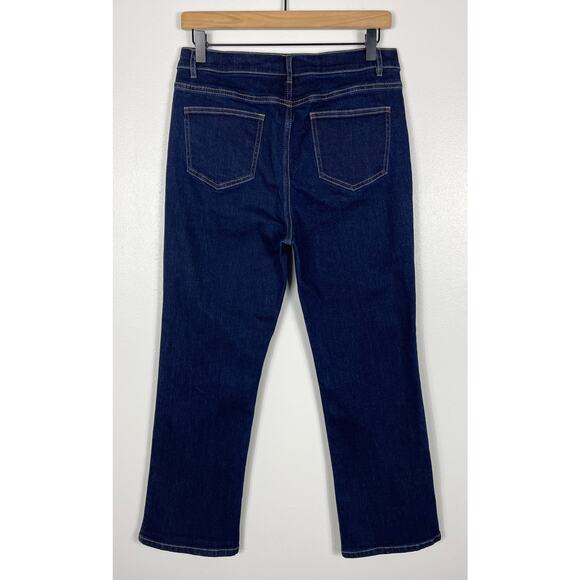 J. McLaughlin Straight Leg Jeans Dark Blue Size 8 High Rise Crop Stretch Denim - Picture 5 of 10